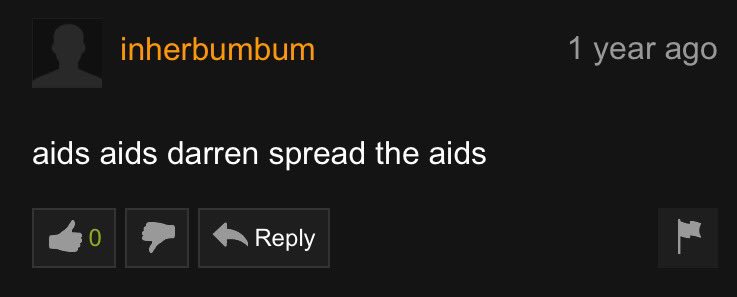 PornnHubComment's tweet photo. Spread them all around , Darren Darren Darren Darren spread the aids around https://t.co/T4EB3ln3OW