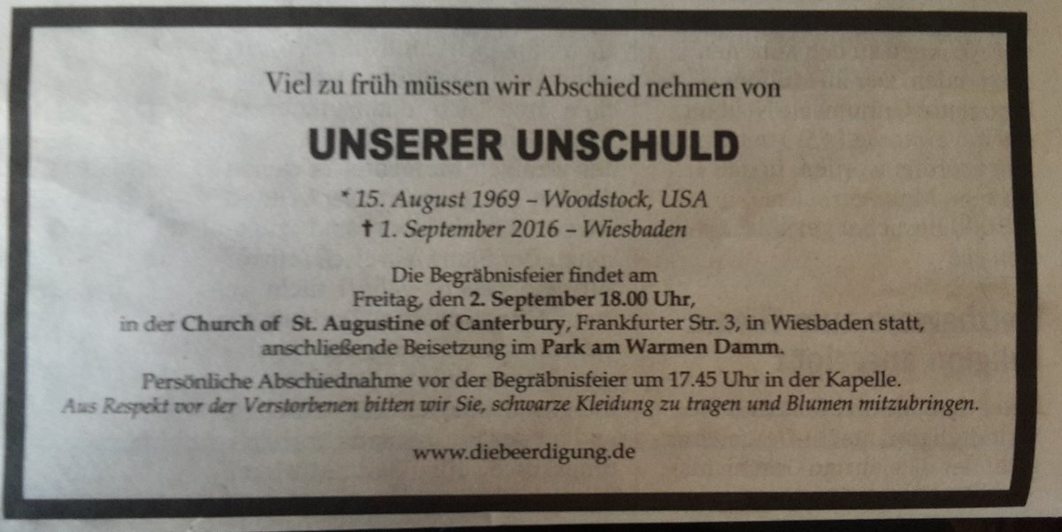 Dries Verhoeven / Die Beerdigung! Heute zur Ruhe gebettet wird: Unsere Unschuld #wiesbadenbiennale #thisisnoteurope
