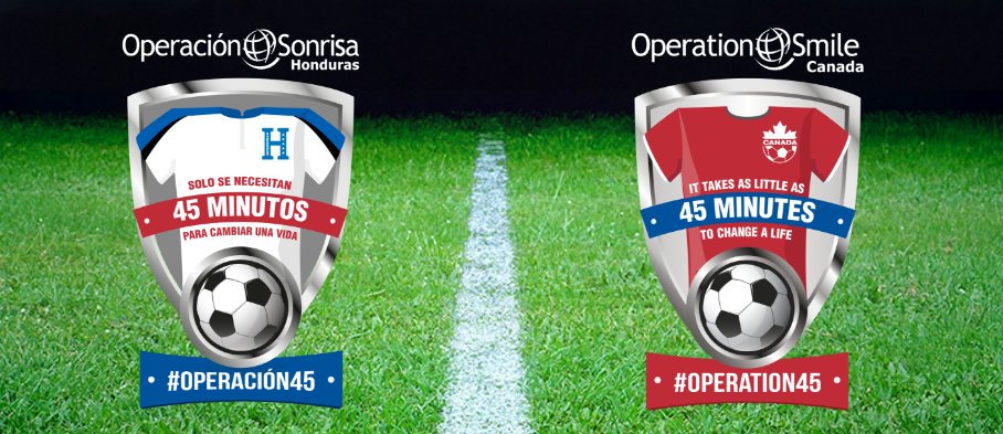 operationsmile's tweet photo. WATCH the Canada vs Honduras 2018 @FIFAWorldCup qualifier game @ 5pm EDT to see our #Operación45 campaign in action! https://t.co/aHxJZUWb6o