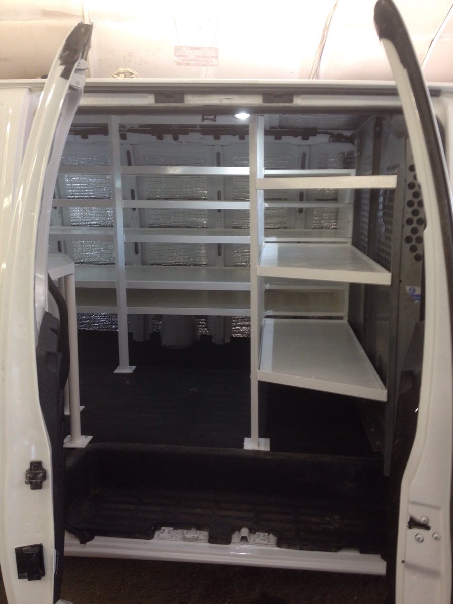 Made shelving in a van turned out great with lots of storage and great lighting