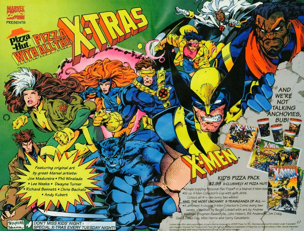 cool comic art on twitter x men pizza hut ad by joe madureira