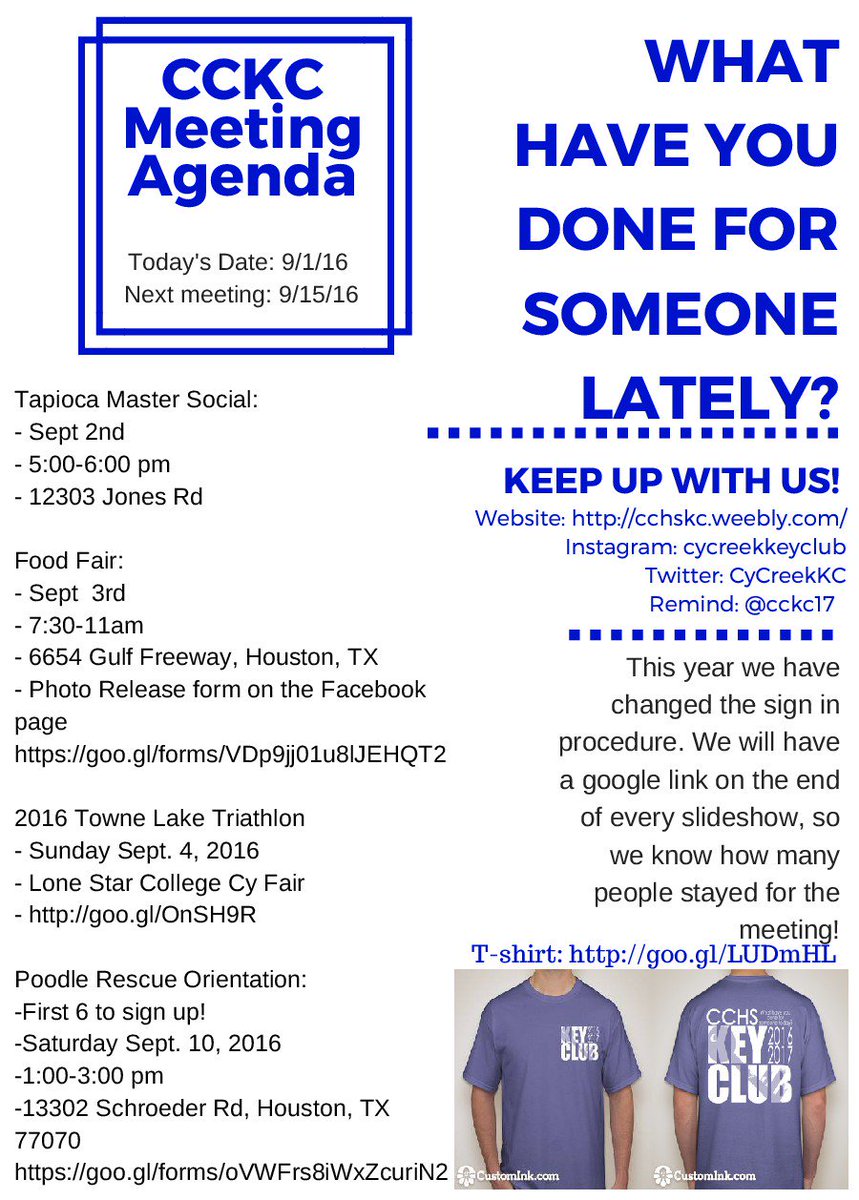 Miss the agenda from the first meeting?