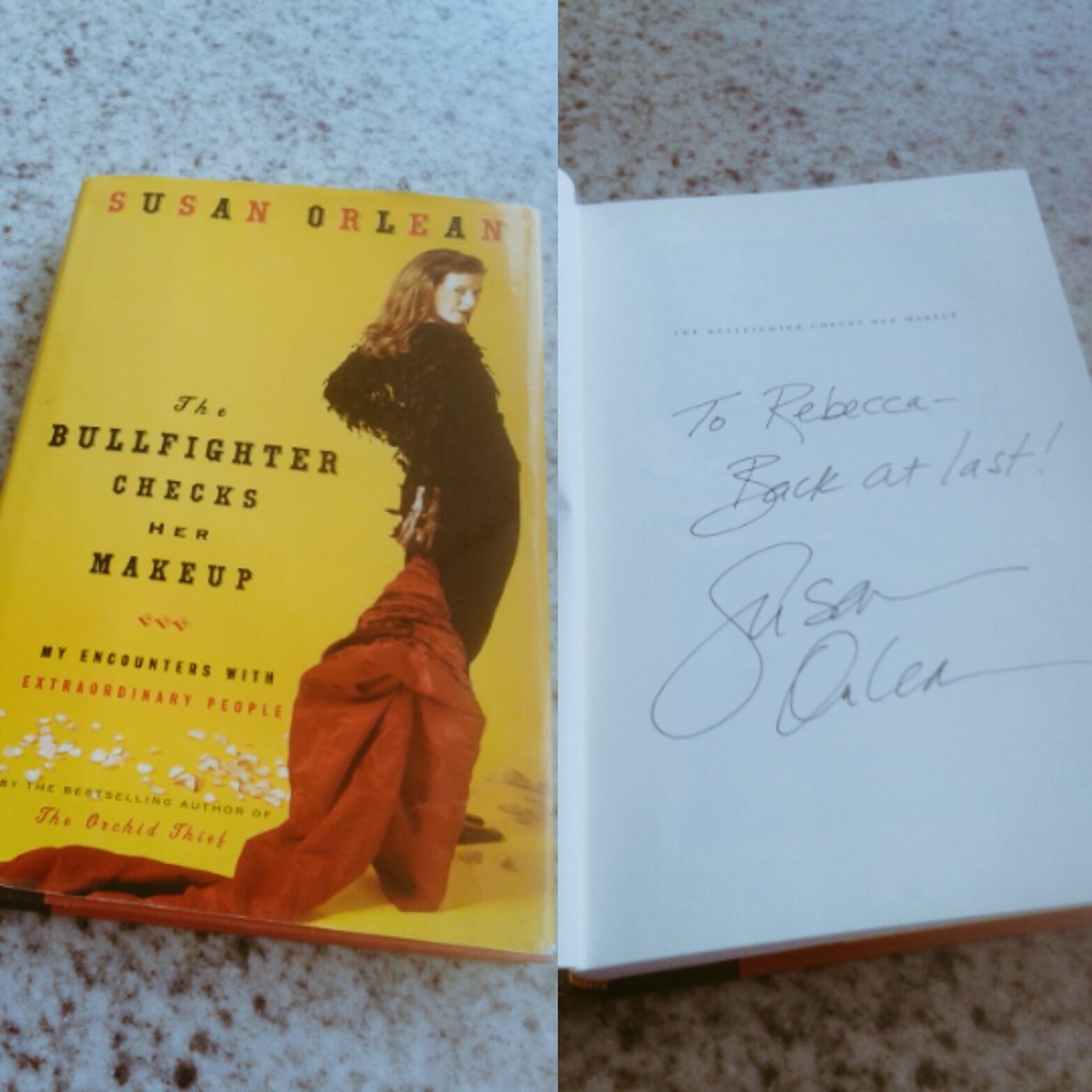 Ten years after she borrowed my copy of @susanorlean's BULLFIGHTER, @innerpoise has returned it -- signed!