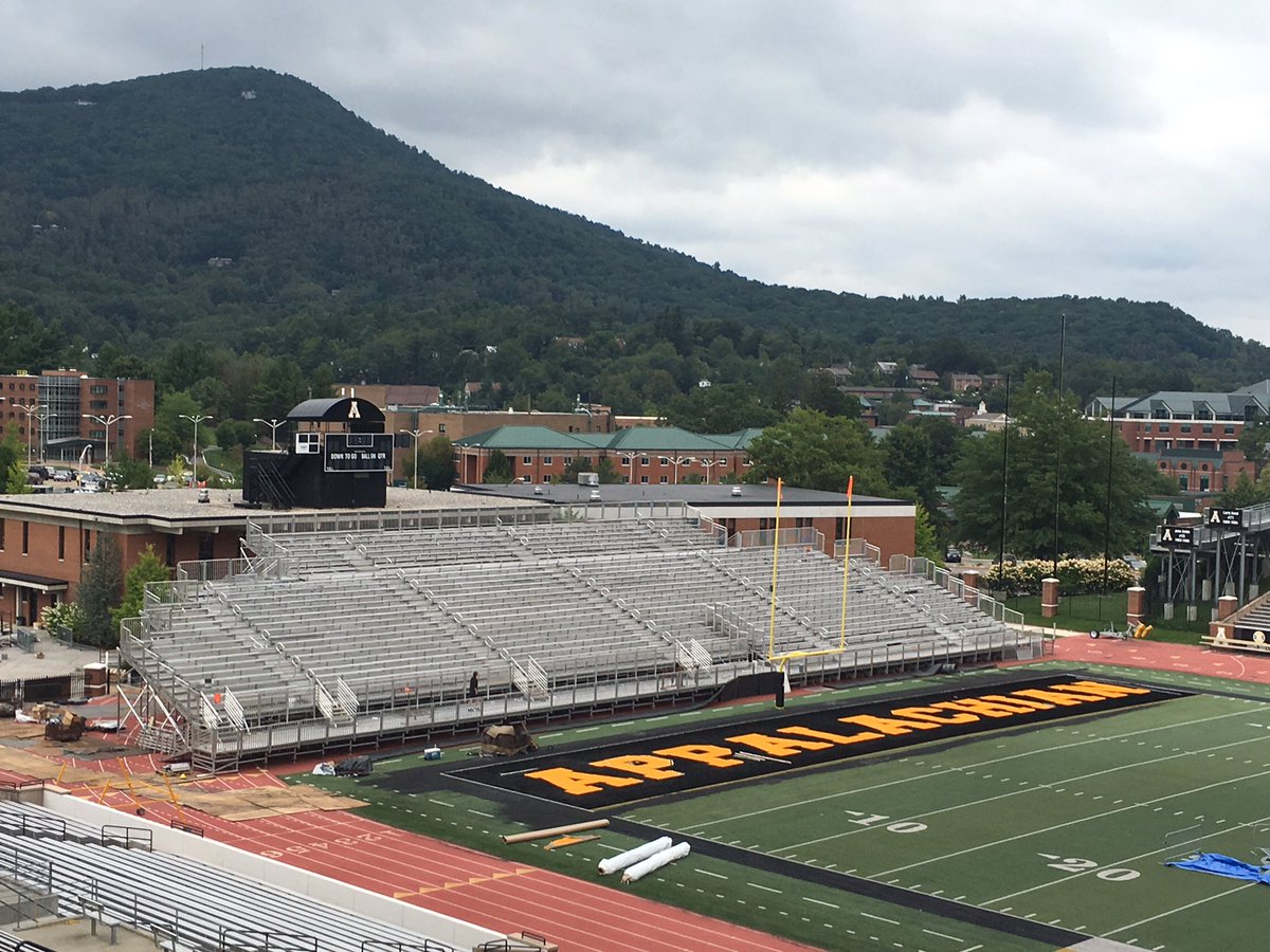appstatesports's tweet photo. The field at Kidd Brewer Stadium  is looking good with a new splash of black. https://t.co/Y6keWLKbnI