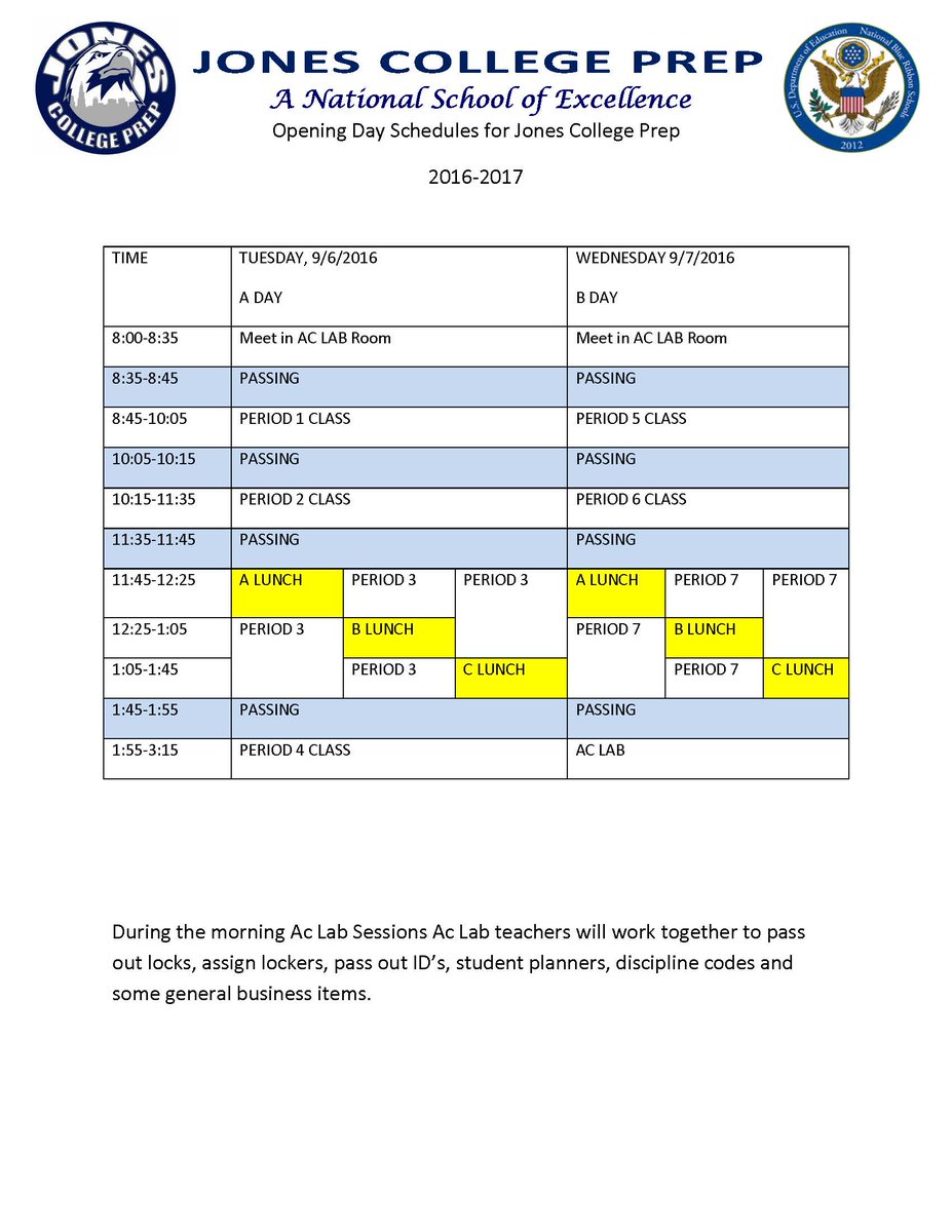 Jones College Prep on X: jones-college-prep-on-x-jones-college-prep-will-have-special-bell-schedule-for-tues-9-6-16-and-9-7-16-please-see-attached-for-details-https-t-co-bnhqrpy280-x