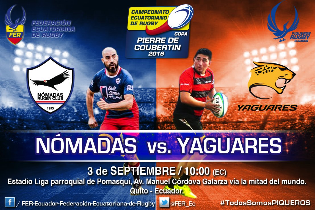 FER_Ecuador's tweet photo. #SEMIFINALESFERS2016 IDA
@NomadasUIO vs. @YaguaresRugby por el #CampeonatoEcuatorianoDeRugby #CopaPierreDeCoubertin https://t.co/8yEjQK52d4
