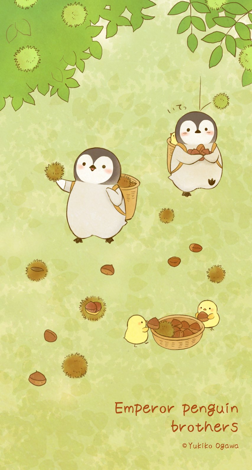 おがわゆきこ イラストレーター On Twitter 9月ですね ペンギンきょうだい ひよこ 寂しがりうさぎの秋の壁紙を作りました ペアで使えるものもあります よろしければ使ってください スマホ壁紙 壁紙