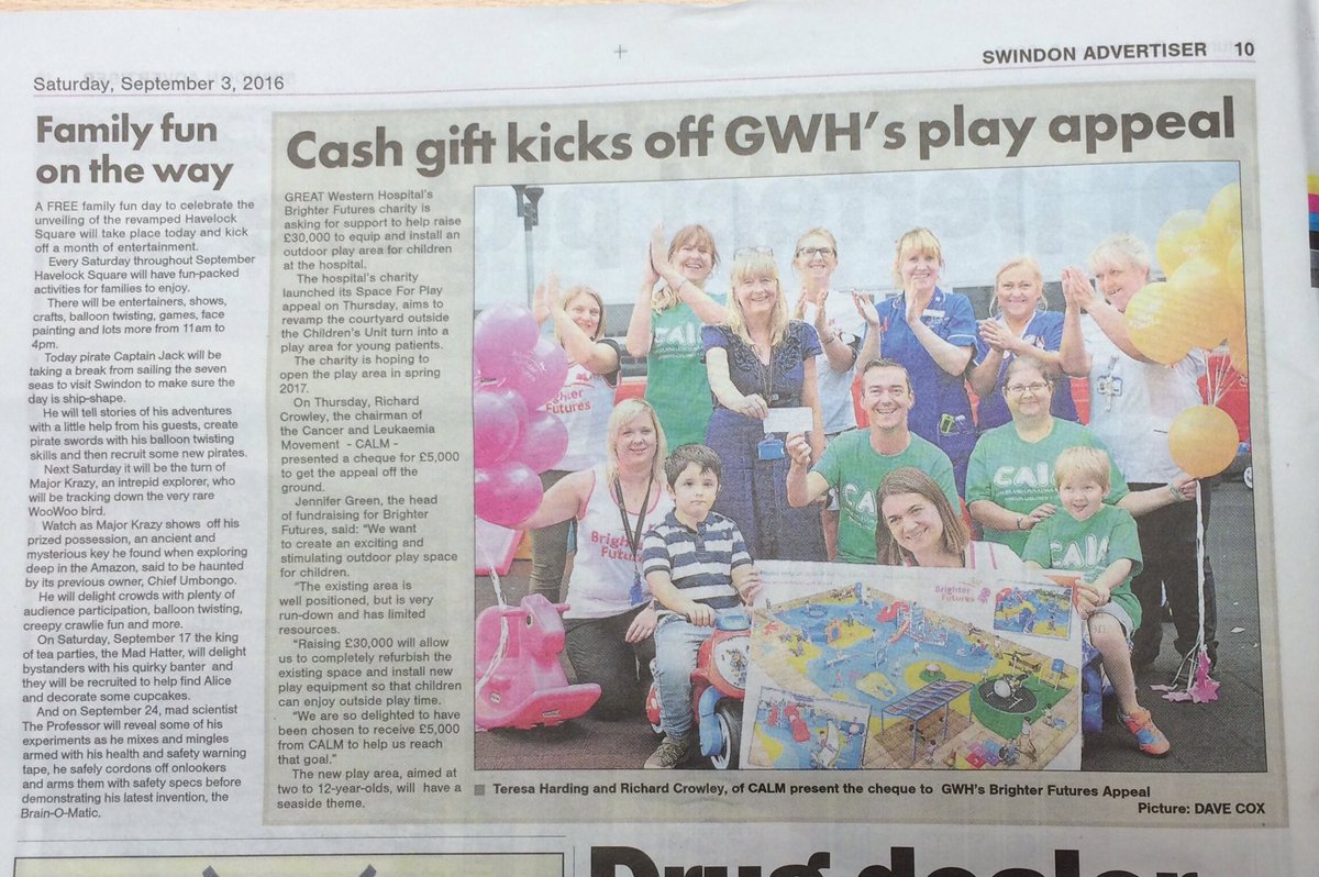 Thanks to the @swindonadver for covering the launch of the #SpaceForPlay Appeal. @GWH_NHS @BF_NHS