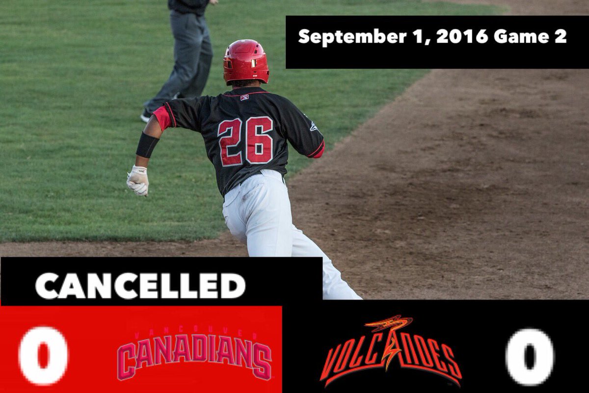 Both games of today's double header have been cancelled. #vancouvercanadians #salemkeizervolcanoes
