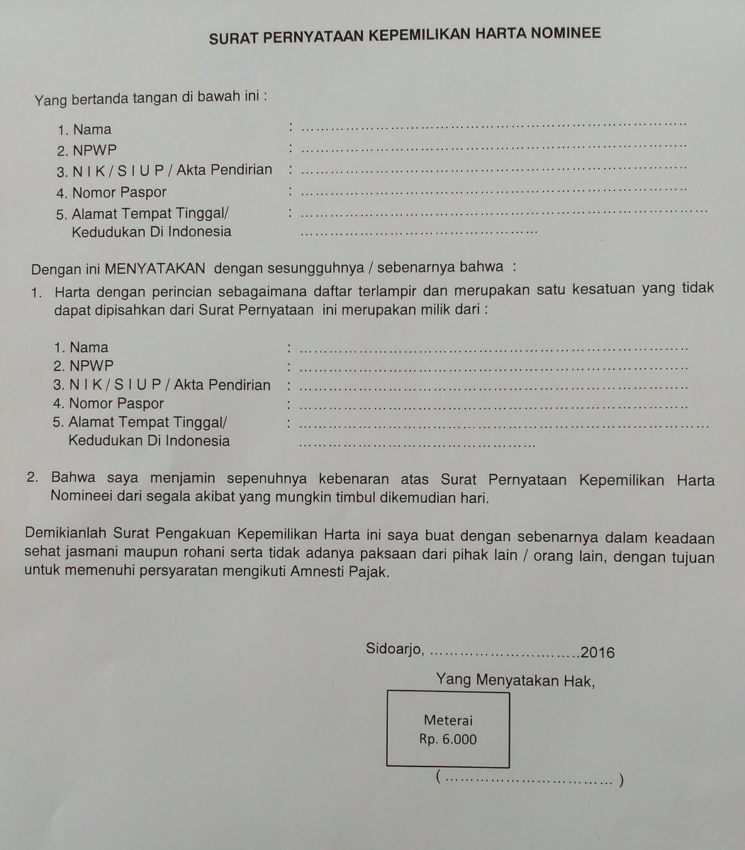 KPP Bdg Cibeunying on Twitter: "Contoh surat pernyataan 