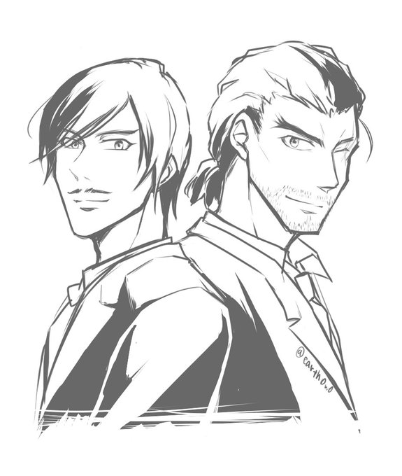 捧げといてなんだけどちょっと出来が悔しかったので自分絵に寄せて敢助さん高明さんリベンジ← コナンキャラむずい… 