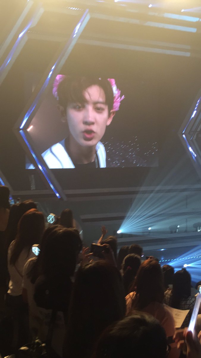 honeybunch94's tweet photo. chanyeol wearing flower crown #EXOrDIUMinBKK https://t.co/iIZAzDLD7S