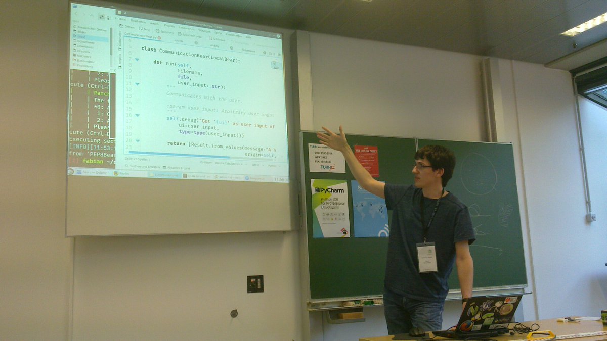 Interessanter Vortrag von Fabian über coala.io auf der #pyunconf