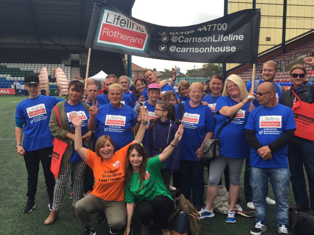 Lifeline teams from across the UK Arriving to #RecoveryWalk 2016 @CarnsonLifeline <a href="/carnsonhouse/">Lifeline Rotherham</a> #health #wellbeing