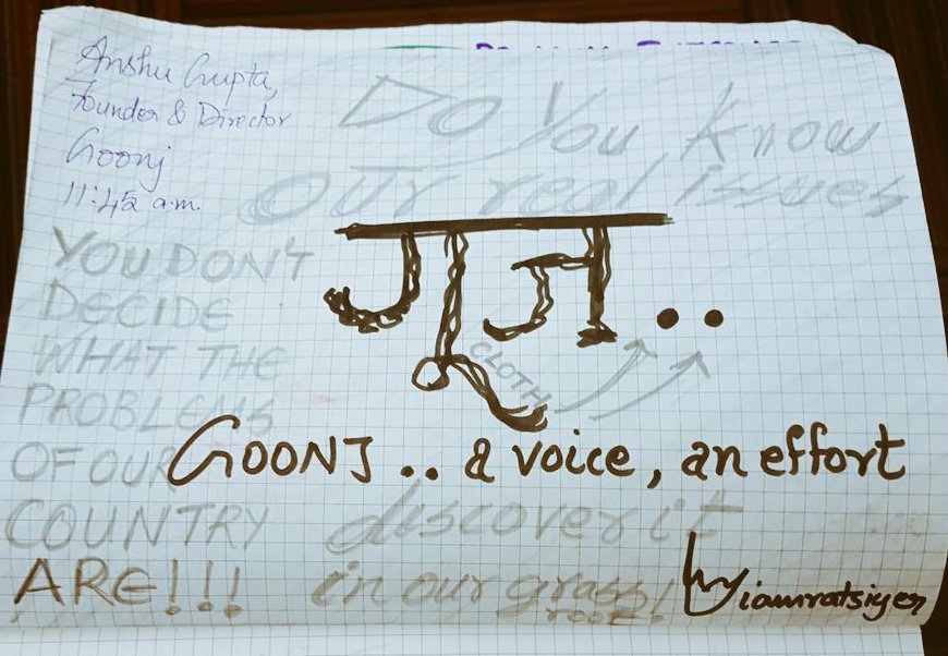 DEFindia's tweet photo. @goonj: A voice, an effort. A creative summary of session by @anshugoonj by @iamratsiyer for #CSWIndia. https://t.co/e7BnmTnpMv