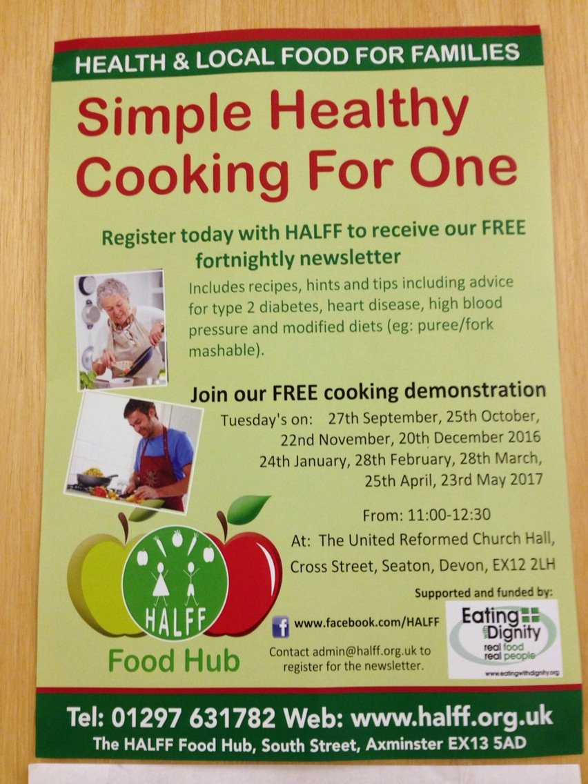 eatwithdignity's tweet photo. Cookery demonstration to include #modifieddiets starting this month in #Seaton. All welcome @HALFFCharity https://t.co/wGQojWsSha