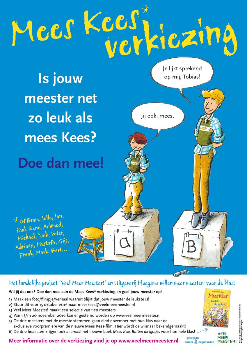 Ken jij een leuke meester? Of ben jij het zelf? @jeugdjournaal vertel over 'Mees Kees Verkiezing' #veelmeermeester