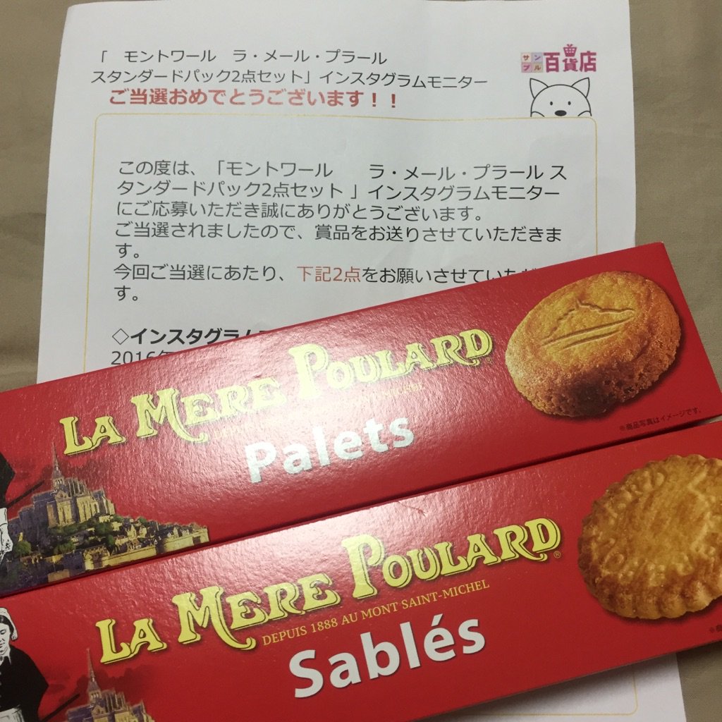 モンピン これ美味しいんだよな きたー ラメールプラールのクッキー やばい まだ食べてないけど よだれ 当選 モントワール ラメールプラール ビスケット サンプル百貨店 クッキー モンサンミッシェル フランス サブレ パレ