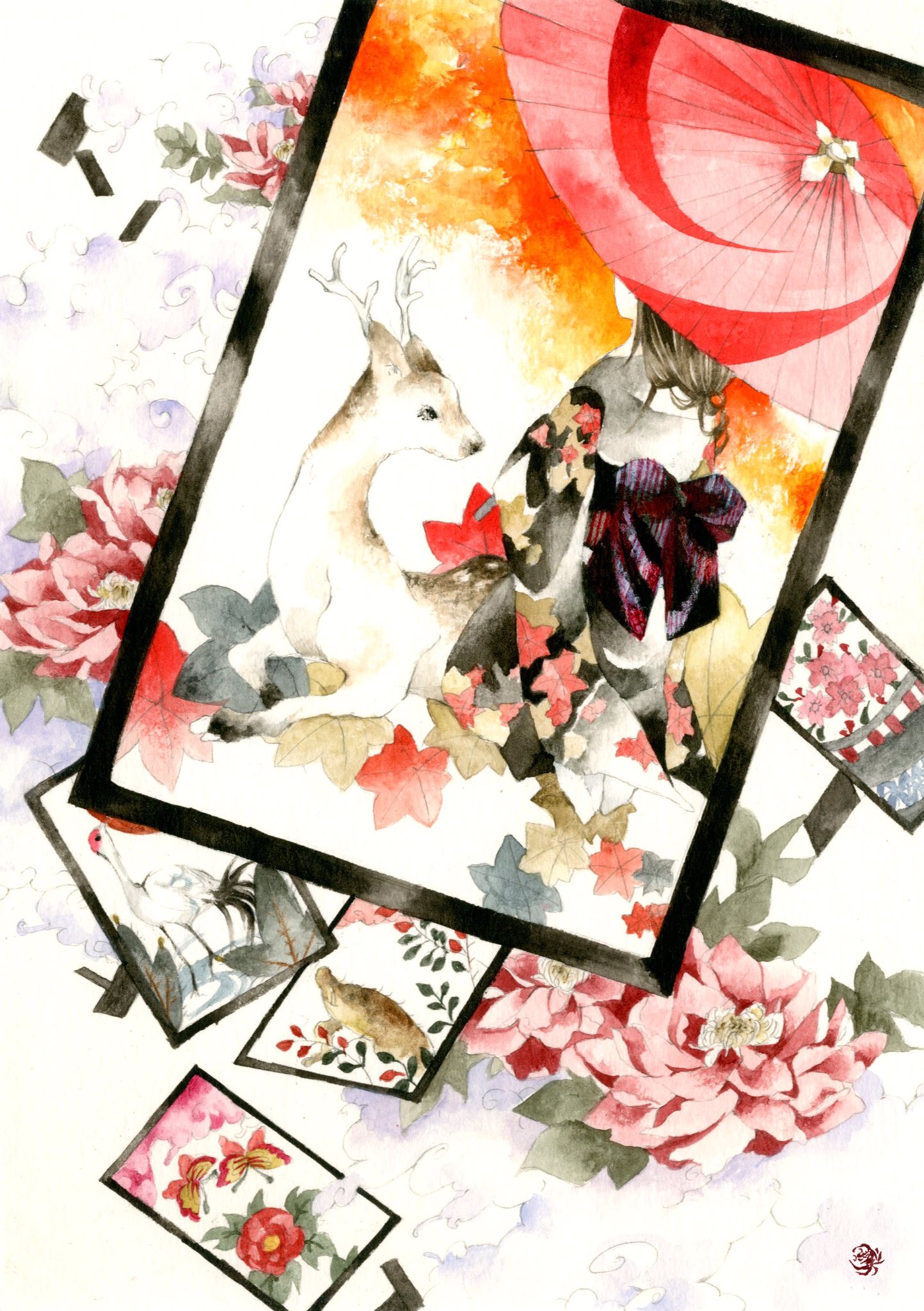 Kanelu プロフ見てね No Twitter 透明水彩のイラストを描いています Illustration イラスト基地 イラスト完成 創作クラスタと繋がりたい 絵描きの輪 絵描き人 お絵かきさんの集い 創作の狼煙 絵描きさんと繋がりたい 透明水彩 和風