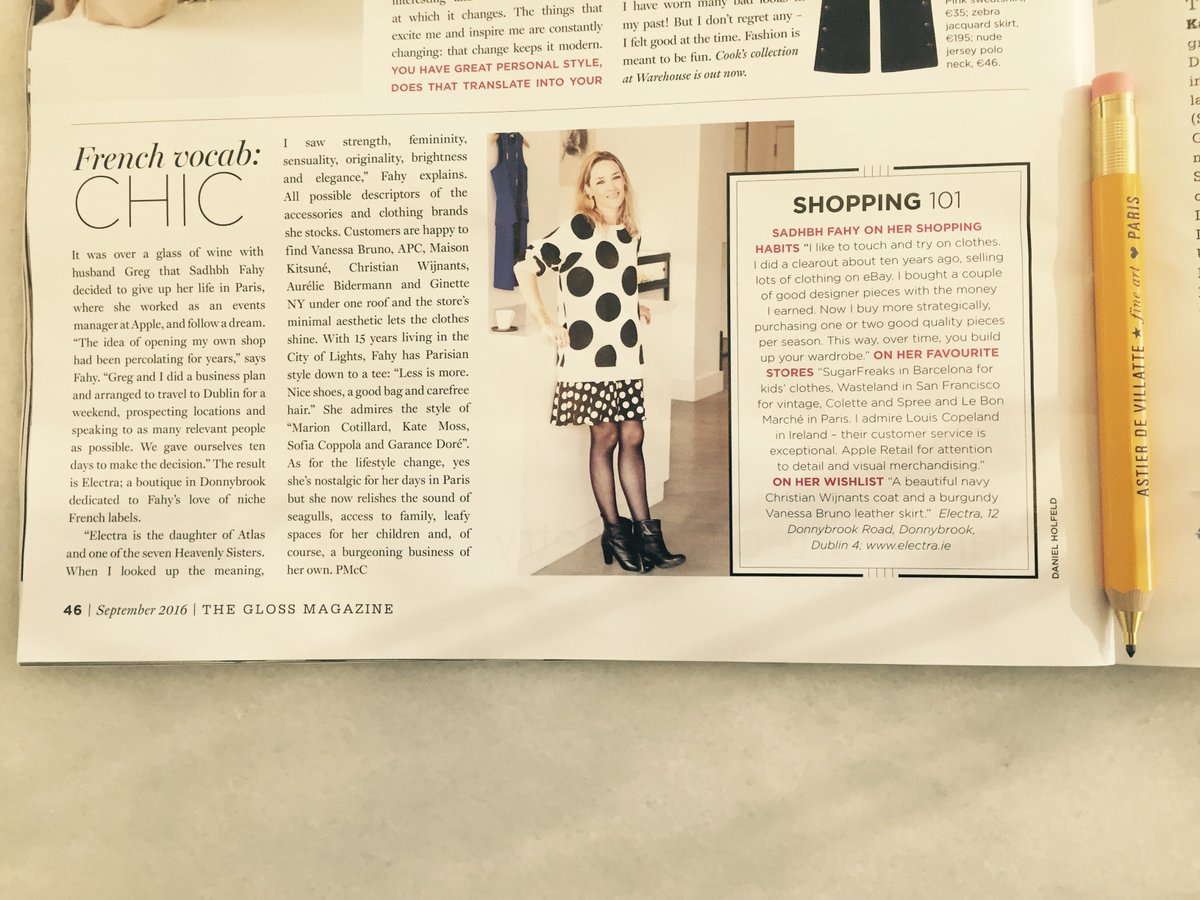 electra_dublin's tweet photo. Thank you @TheGlossMag for the write up in today's issue https://t.co/27TmnI7xGG