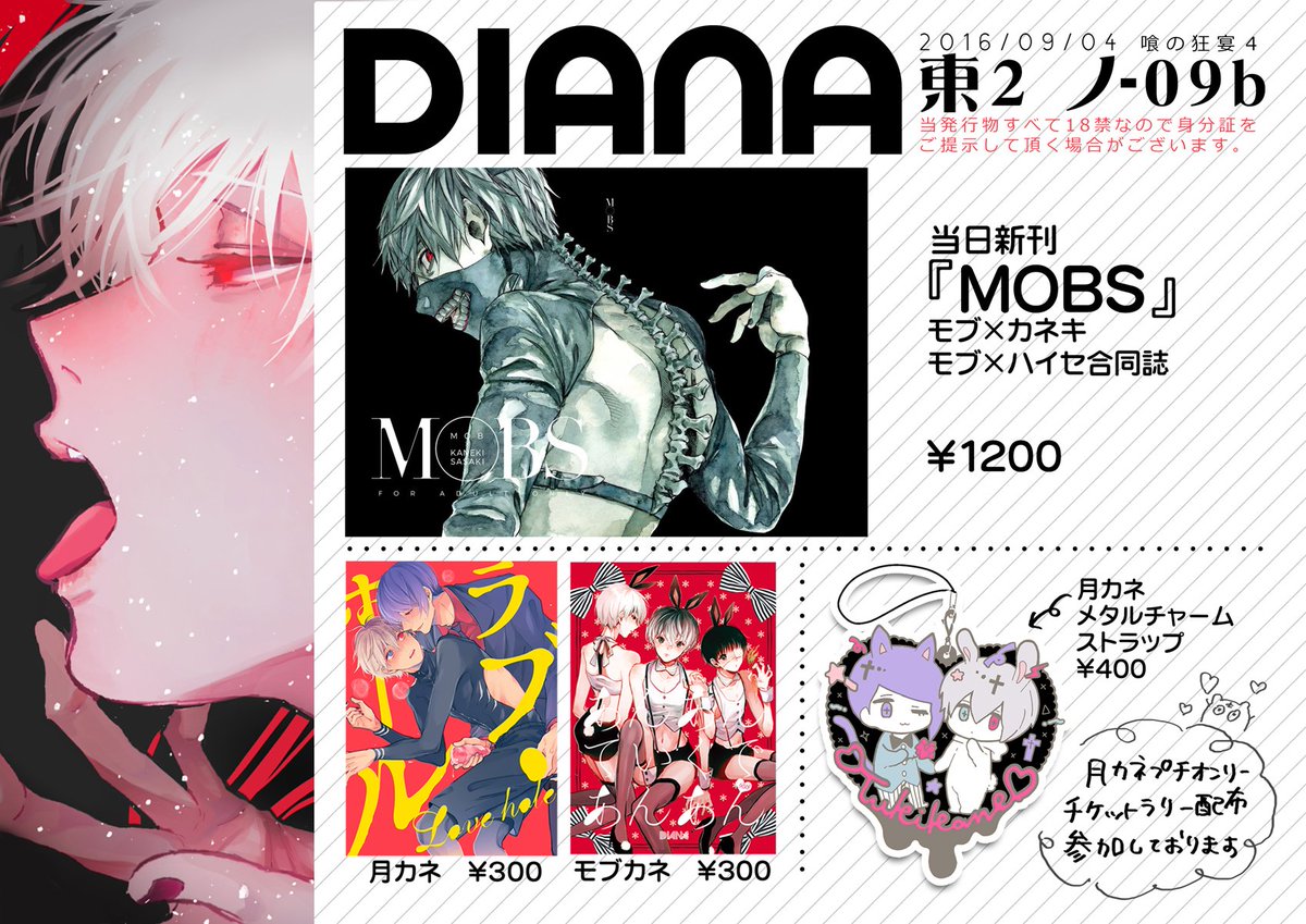 明日の狂宴4は【東2ノ09b DIANA】にて参加しております～!これおしながき!!!! 