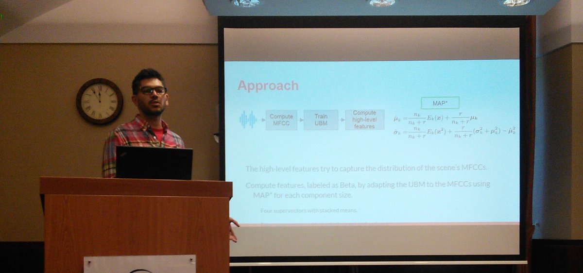 markplumbley's tweet photo. Next at #DCASE2016: Benjamin Elizalde on Acoustic Scene Classific'n & Sound Event Detection in Real Life Recordings https://t.co/Q9pPmmI5uS
