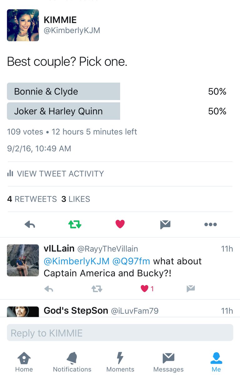 KimberlyKJM's tweet photo. Crazy... The "best couple" poll is tied w/109 votes. 🤔 I wonder who's going to win... 12 hours left. #24hourpoll https://t.co/NFS20XCmKQ