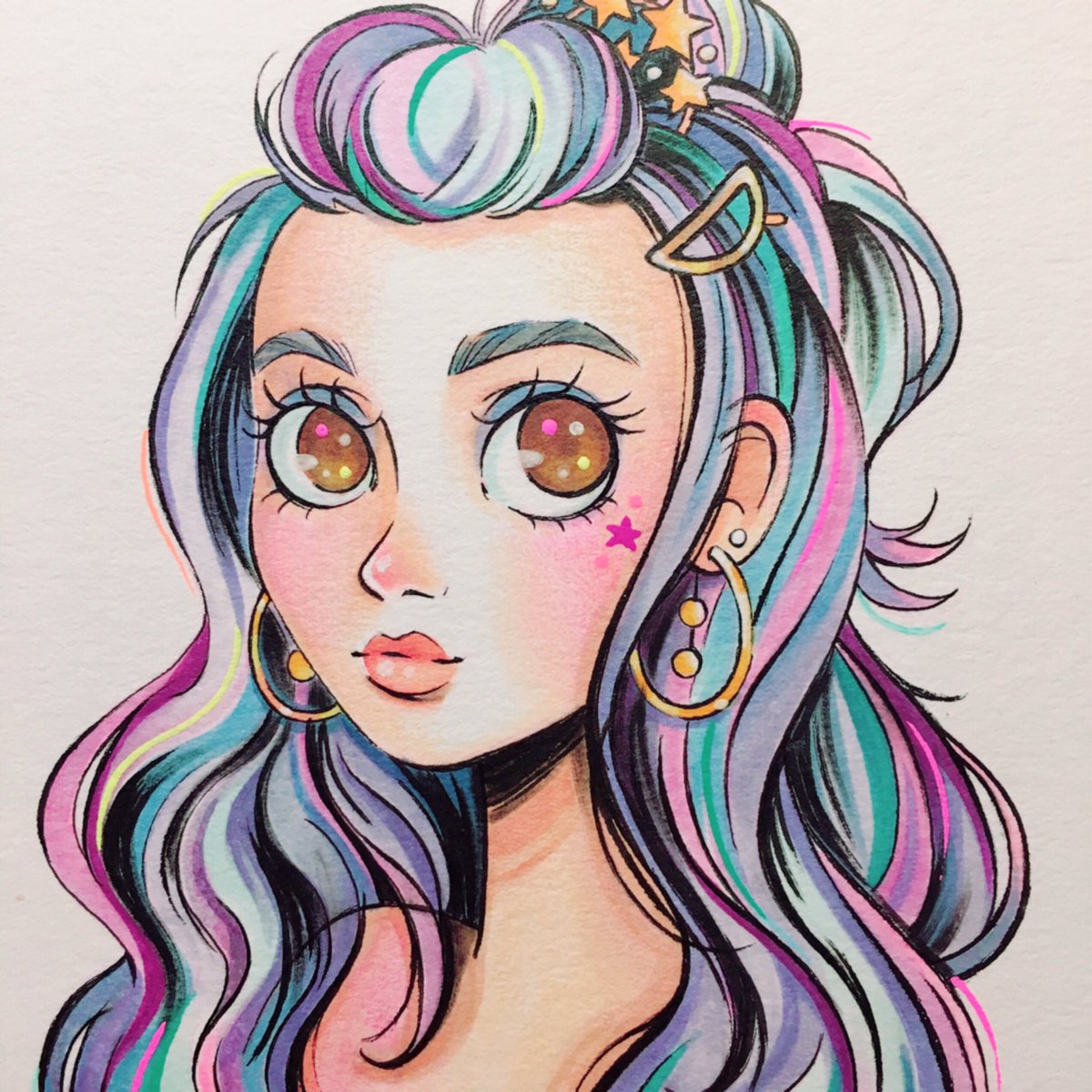 msarriadraws's tweet photo. Space #rainbow #pastelhair girl 💫💖🌈 #かわいい #ぱすてる #イラスト https://t.co/5ca6aot73H