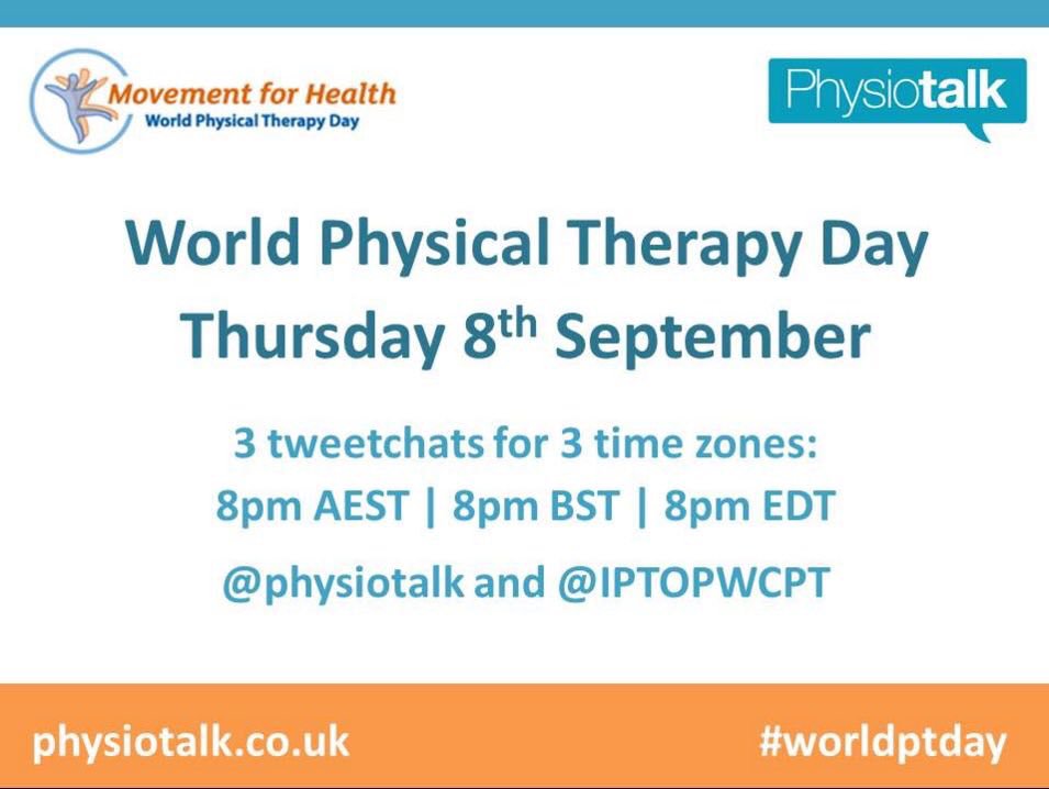 physiotalk's tweet photo. Adding life to years: 3 tweetchats for #WorldPTday next week https://t.co/OALpxjfXTN https://t.co/yayJj3zD2b