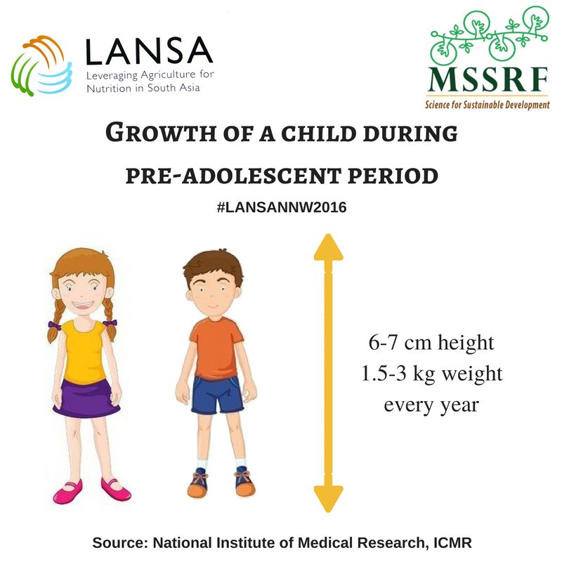 LANSAresearch's tweet photo. The #growthrate of #child during #preadolescent period is high #LANSANNW2016 #Day3 #NationalNutritionWeek @mssrf https://t.co/pzTxFjzJ4M