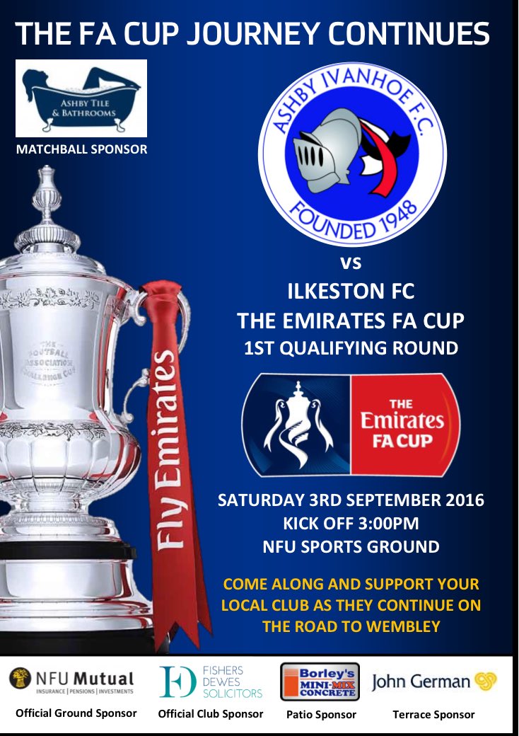 AshbyIvanhoe_FC's tweet image. Biggest day in the clubs history today vs @IlkestonFC get down early bar n BBQ 1pm @EmiratesFACup @FACupFactfile 😀