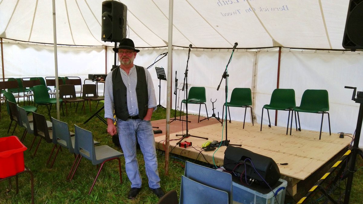 HarbottleShow's tweet photo. Music tent@ Harbottle Show getting ready for Rod Clements of Lindisfarne Hannah Lamb ++ @ynorthumberland  #EventsNE https://t.co/D1SB6T2WZK