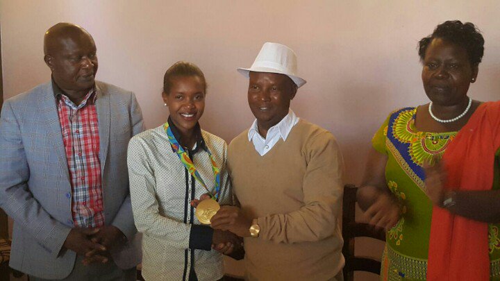 This morning received Rio Gold Medalist #1500M Faith Kipyegon in Nakuru.