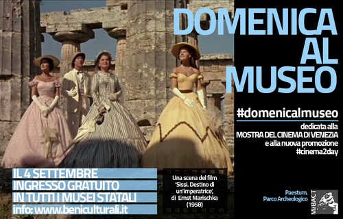 domani ingresso gratuito a #paestum e nei #museitaliani per la #domenicalmuseo del @MiBACT dedicata al cinema!