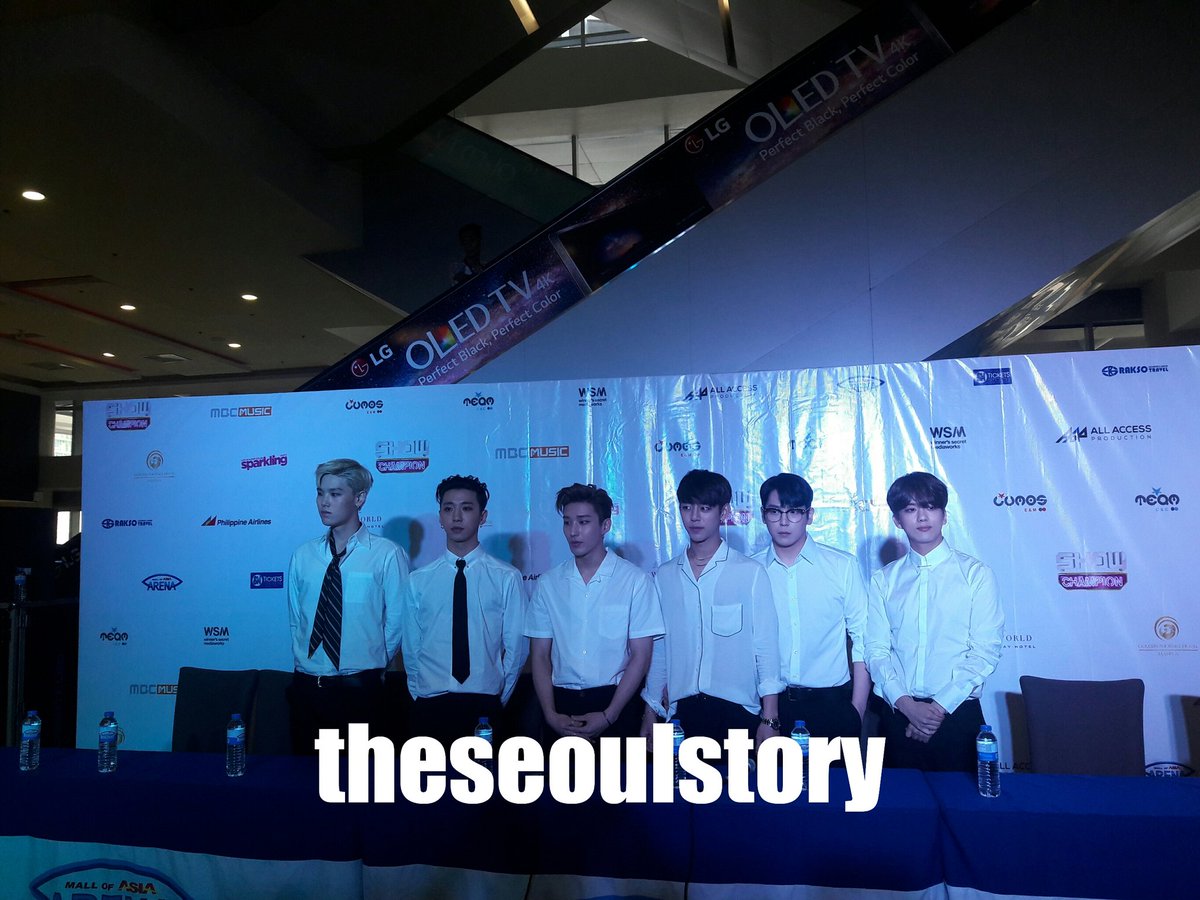 theseoulstory's tweet photo. [#MBCShowChampInMNL] BAP excited to meet their Filipino fans once again and as they said "Mahal ko kayo" 😄 https://t.co/z8XI19lw1S