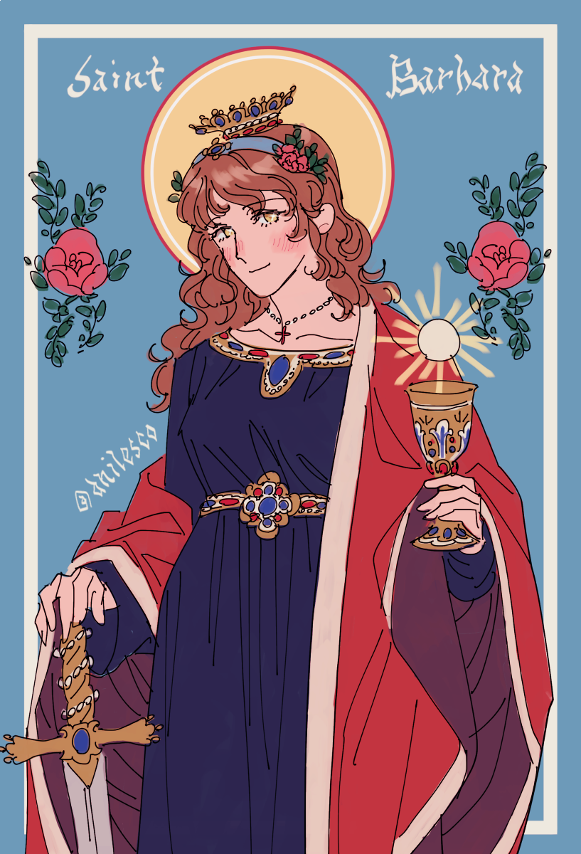辻八雲 お題 キリスト教 より 聖バルバラさん 鉱夫 建築家 消防士 囚人などの守護聖人で 命懸けの仕事をしてきた彼らから特に篤い崇敬をあつめたそう 昔ながらの人気聖人だよ 神話版深夜の真剣お絵かき60分勝負 T Co Fv7r2t51ba