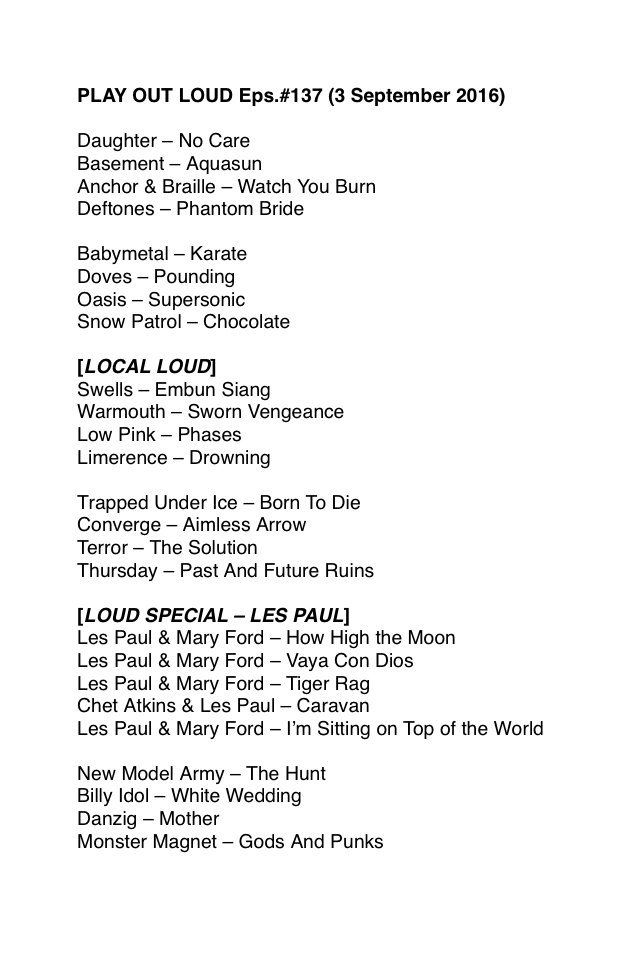 Playlist Eps.137 #PlayOutLoud on <a href="/975PLAYFM/">975PLAYFM PALEMBANG</a> jam 9-11 malam ini
Stream Link is.gd/975playfm