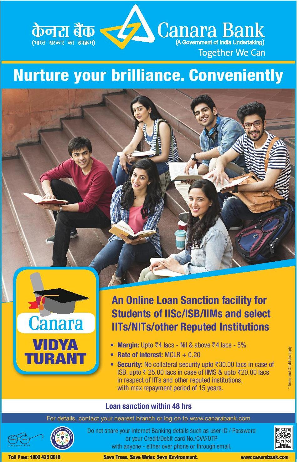 Canara Bank on X: &ldquo;Canara Bank Vidhya Turant Education Loan 