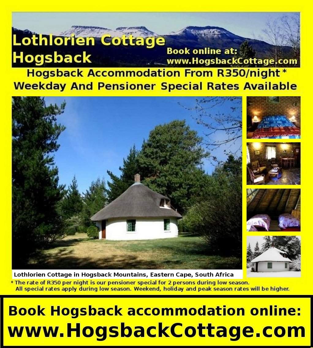 HogsbackCottage's tweet image. #Hogsback #accommodation #SPECIAL &amp;amp; #PENSIONER rates. Mon - Thurs &amp;amp; Low season. Book now at HogsbackCottage.com