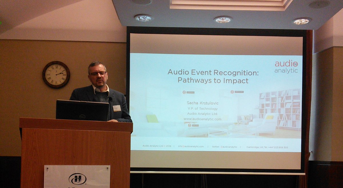 markplumbley's tweet photo. Sacha Krstulovic of @audioanalytic @AA_Labs: Keynote on the industry view of Audio Event Recognition #DCASE2016 https://t.co/fuKqOSyFk7