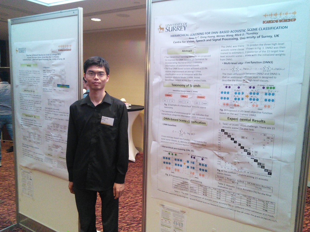 markplumbley's tweet photo. Qiuqiang Kong by 2 of our posters at #DCASE2016 https://t.co/PlOggryYIk