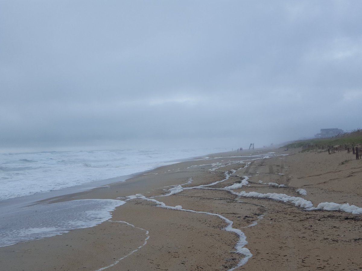 Obxcane's tweet photo. A bit foggy &amp; soggy on the #obxnow from #Hermine. #outerbanks #WavesRollingIn #beach https://t.co/AFGH7yVF5o