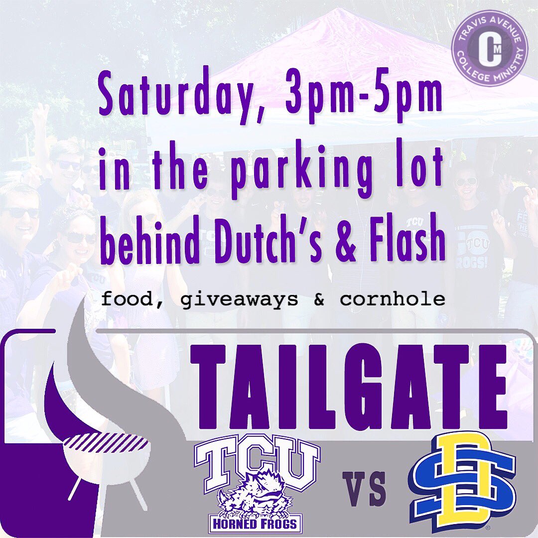MatthewGeddie's tweet photo. It's game day in the Fort & @travisavenue_cm is ready! #TCU #gofrogs #travisavecm https://t.co/G099hl3gTL