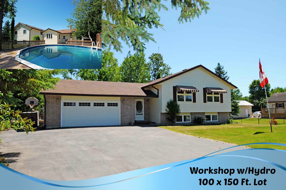 REWoman's tweet photo. $384,999 - Gets you 100 x 150 ft. lot, 3+2 Bdrm Bungalow w/Workshop (with Hydro) and A/G Pool... in #Fraserville https://t.co/WswJc2QlXe