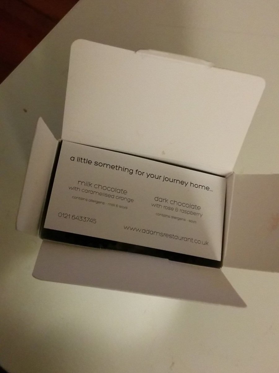 Cute goodbye present from <a href="/RestaurantAdams/">Adam's</a> 🍫