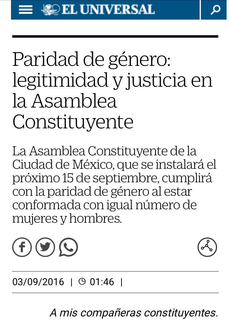 cynthialopezc1's tweet photo. Dedico mi columna a mis compañeras constituyentes https://t.co/ZX3sJjaz3L @El_Universal_Mx @kdartigues @aida_arregui https://t.co/5fWBgWTe11