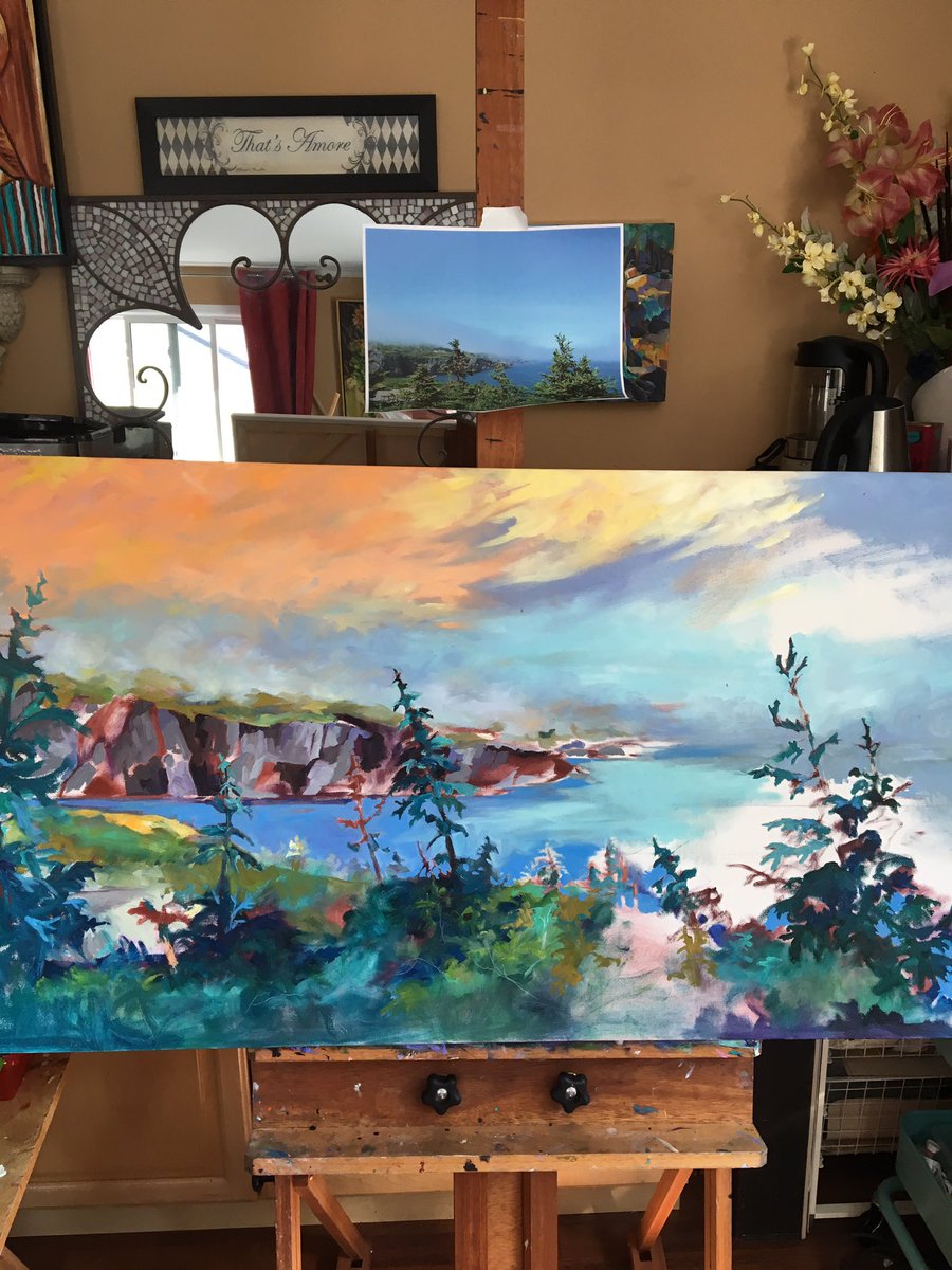 amore_anne's tweet photo. Early stages of 'Fog Lifting'- playing with colour. #Burlington artist #annemore originals https://t.co/m2b00rFxbv