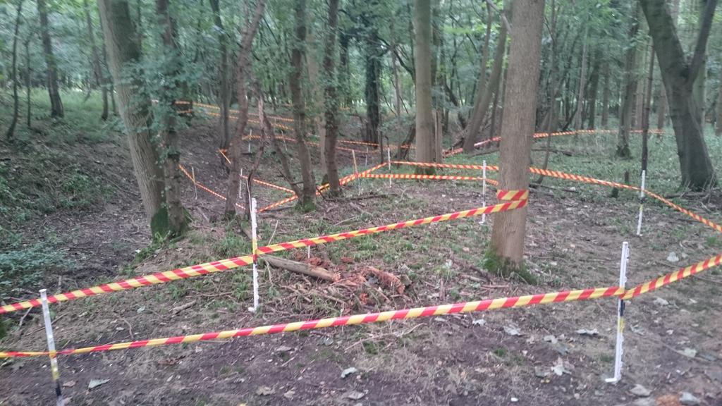 jbromhead87's tweet photo. THE RAVINE!!!! (okay, large ditch) all taped up and ready to go for tomorrow's racing @MSGEast @IckworthNT #mtb #xc https://t.co/gFKXhMJkZl