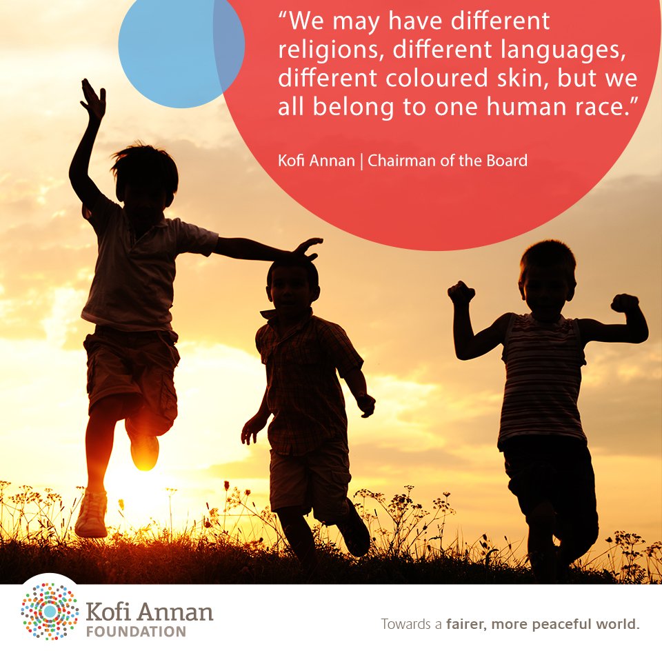 We may have different religions, different languages, different colored skin, but we all belong to one human race.