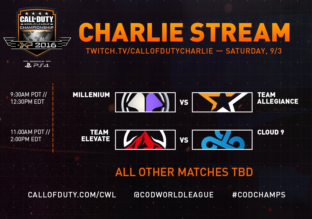 CODLeague's tweet photo. #CODChamps Day 3 starts at 9:30am PDT/12:30pm EDT! Check out the early Saturday stream schedules: https://t.co/e0KL9q37Jr